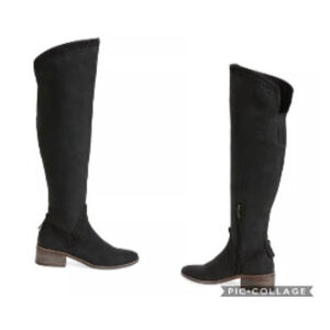 Vince Camuto Karinda Over the Knee Leather Boot in Black Suede size 9.5 PREOWNED